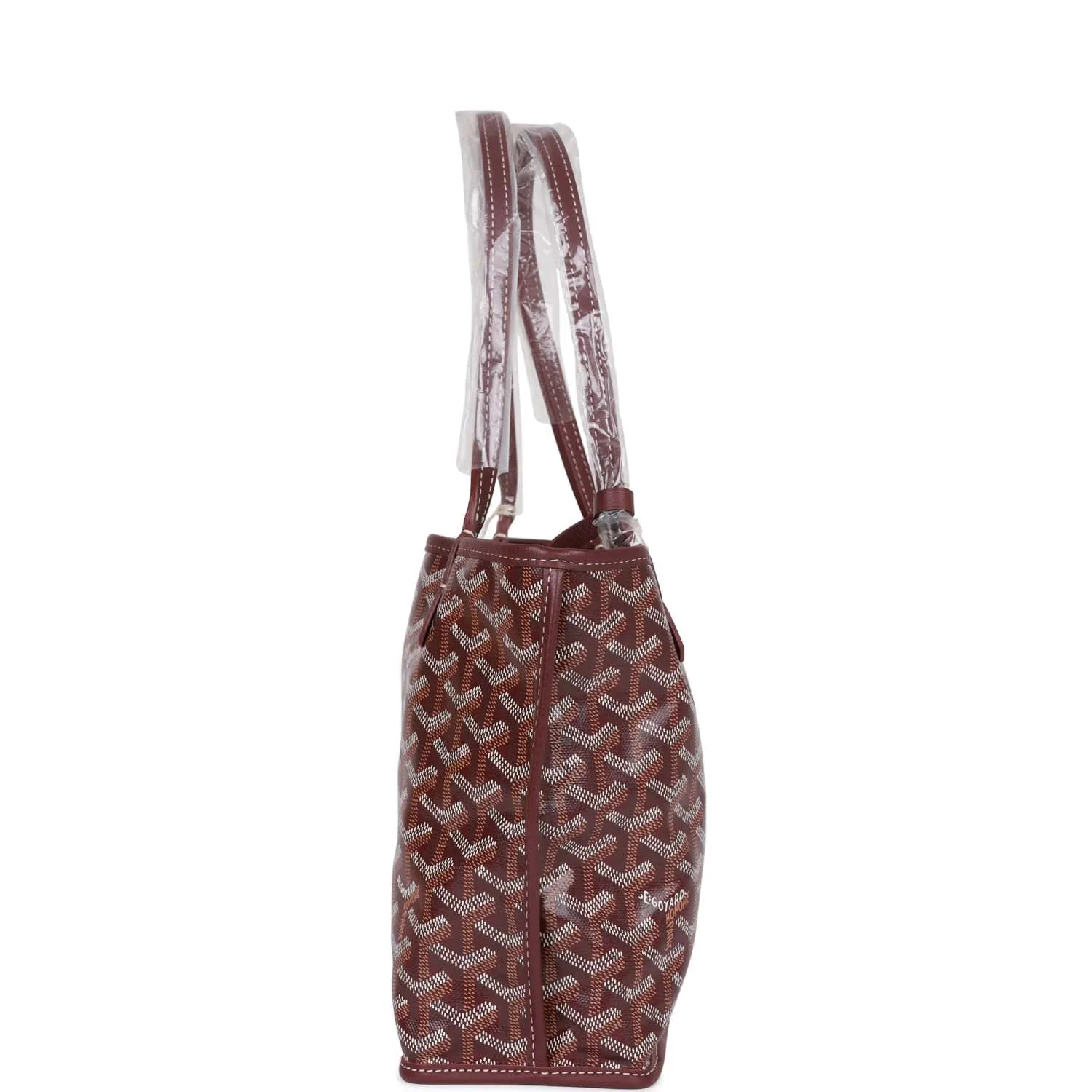 Goyard Goyardine Burgundy Anjou Mini Tote Bag Silver Hardware