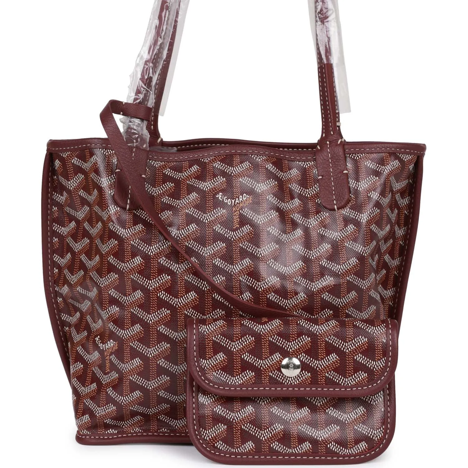 Goyard Goyardine Burgundy Anjou Mini Tote Bag Silver Hardware