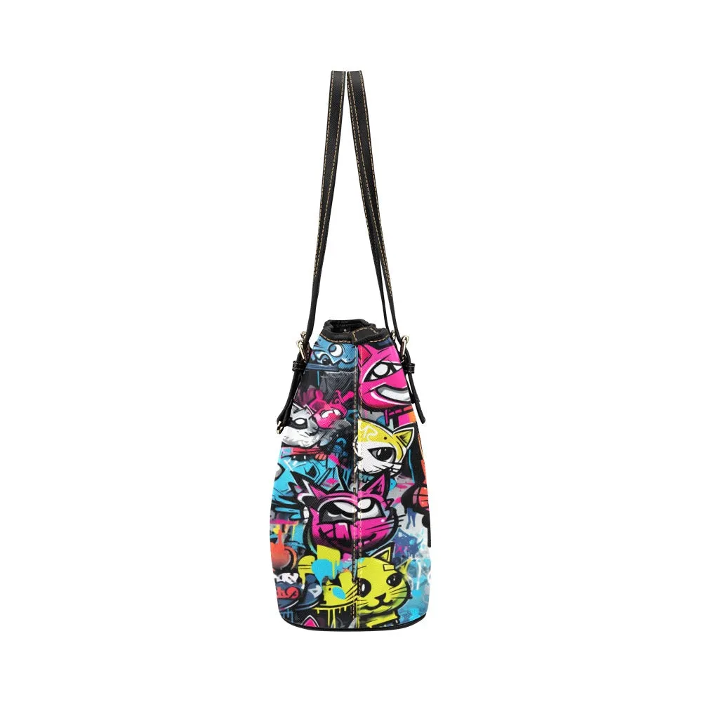 graffiti bag tote Leather Tote Bag/Large