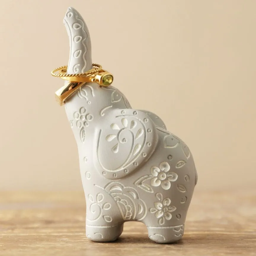 Grey Elephant Ring Holder