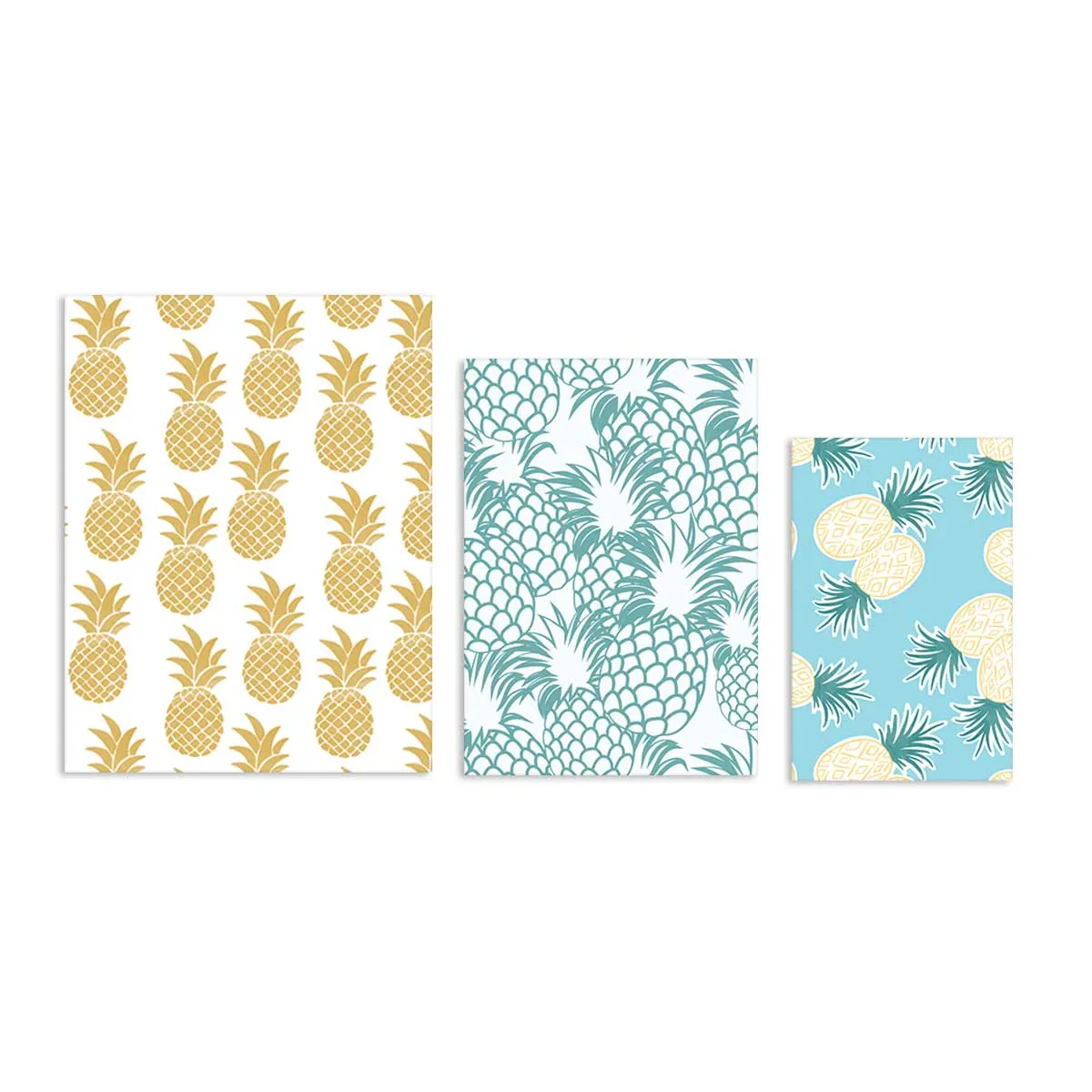 Hawaii Pineapples Saddle Stitch Notebooks, Set of 3