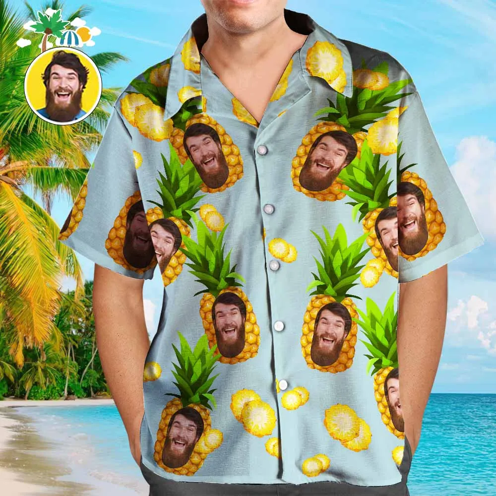 Hawaiian Shirt with Dog on It Pineapple Hawaiian Shirt with Face Custom Tropical Shirts