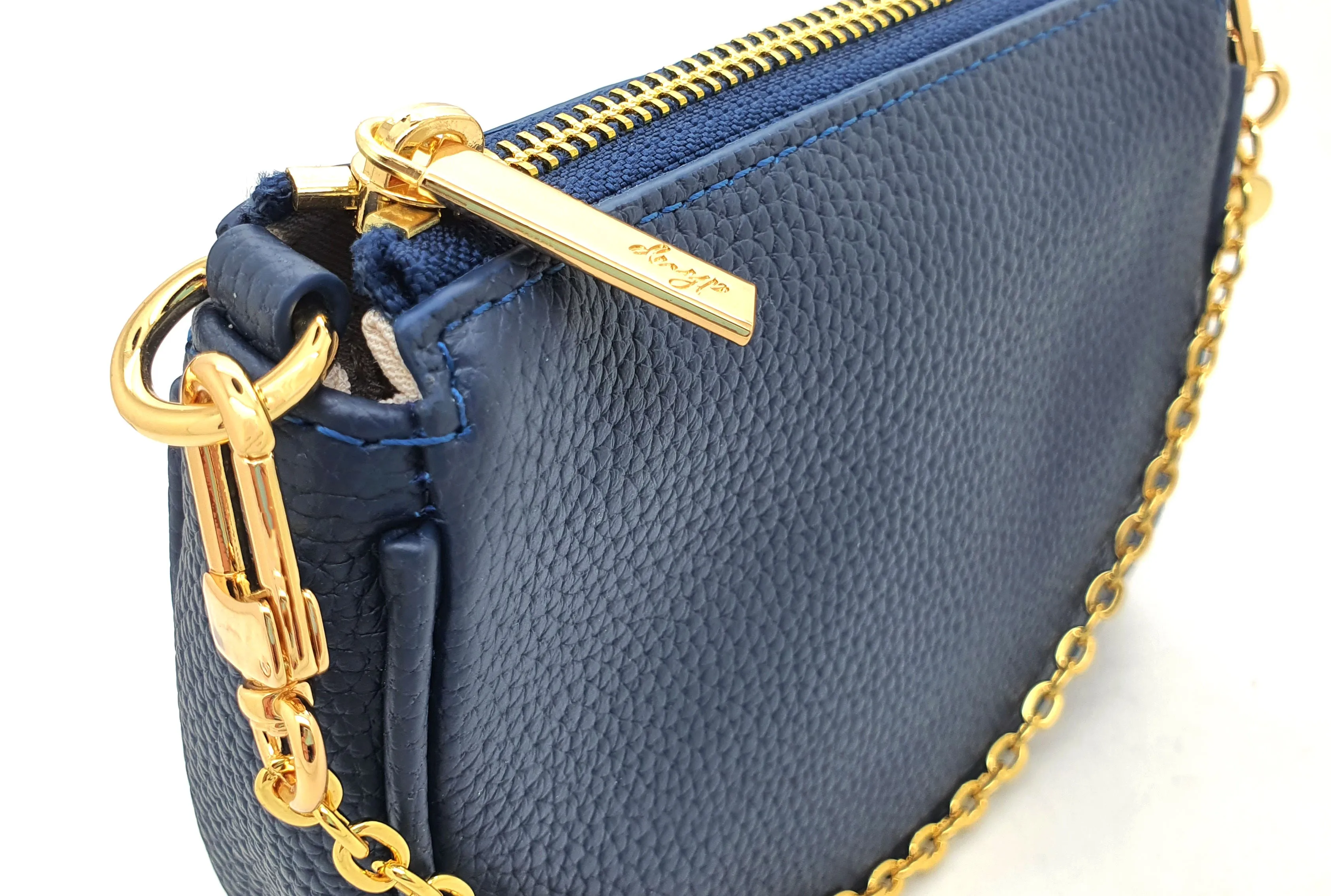 HCC X DUYP - Mini pochette -  Navy Blue Grained Leather