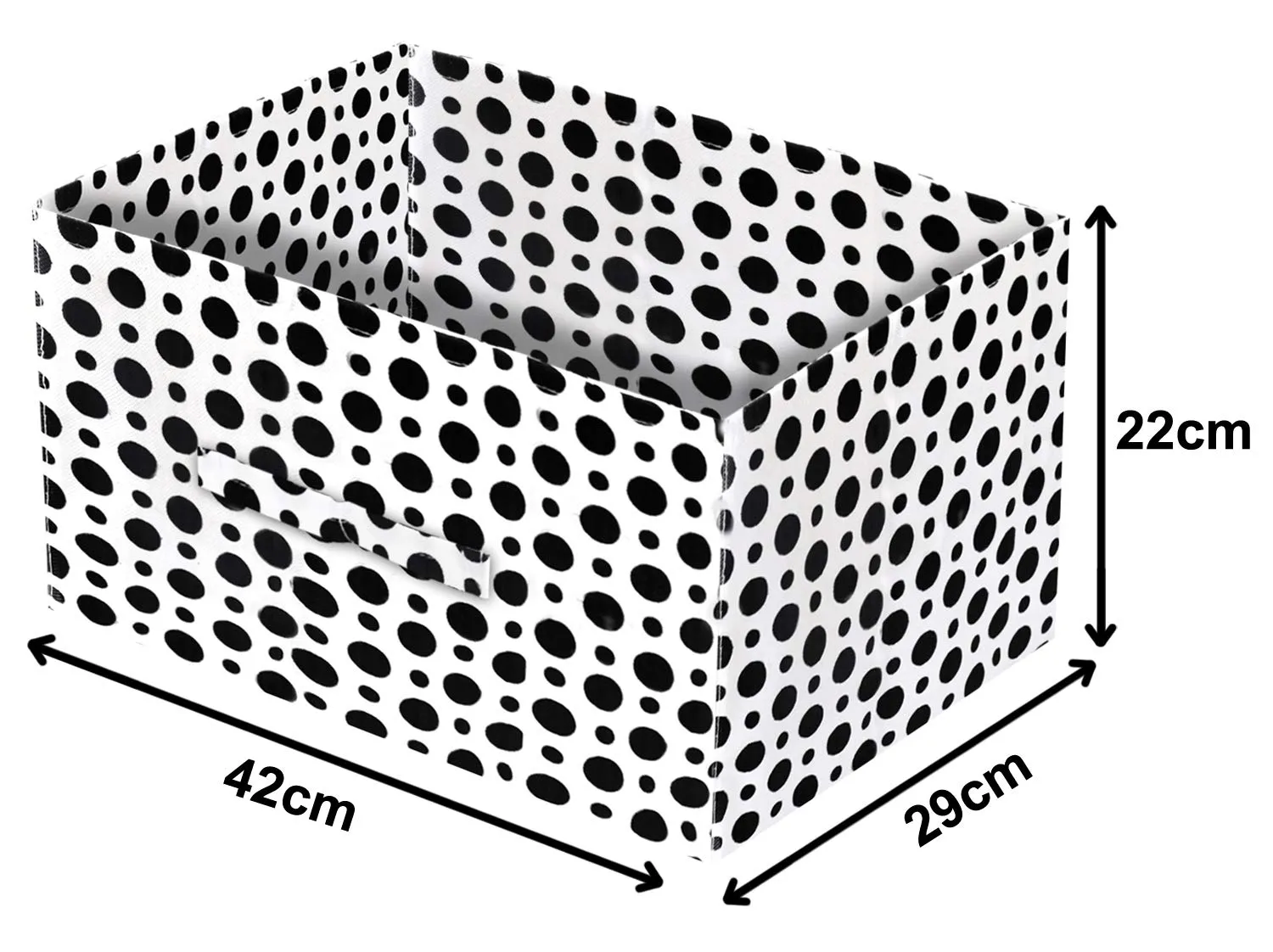 Heart Home Dot Print Non Woven Fabric Modular Closet Organizer Box with Handle Set Of 3(Black & White)-HHEART16019