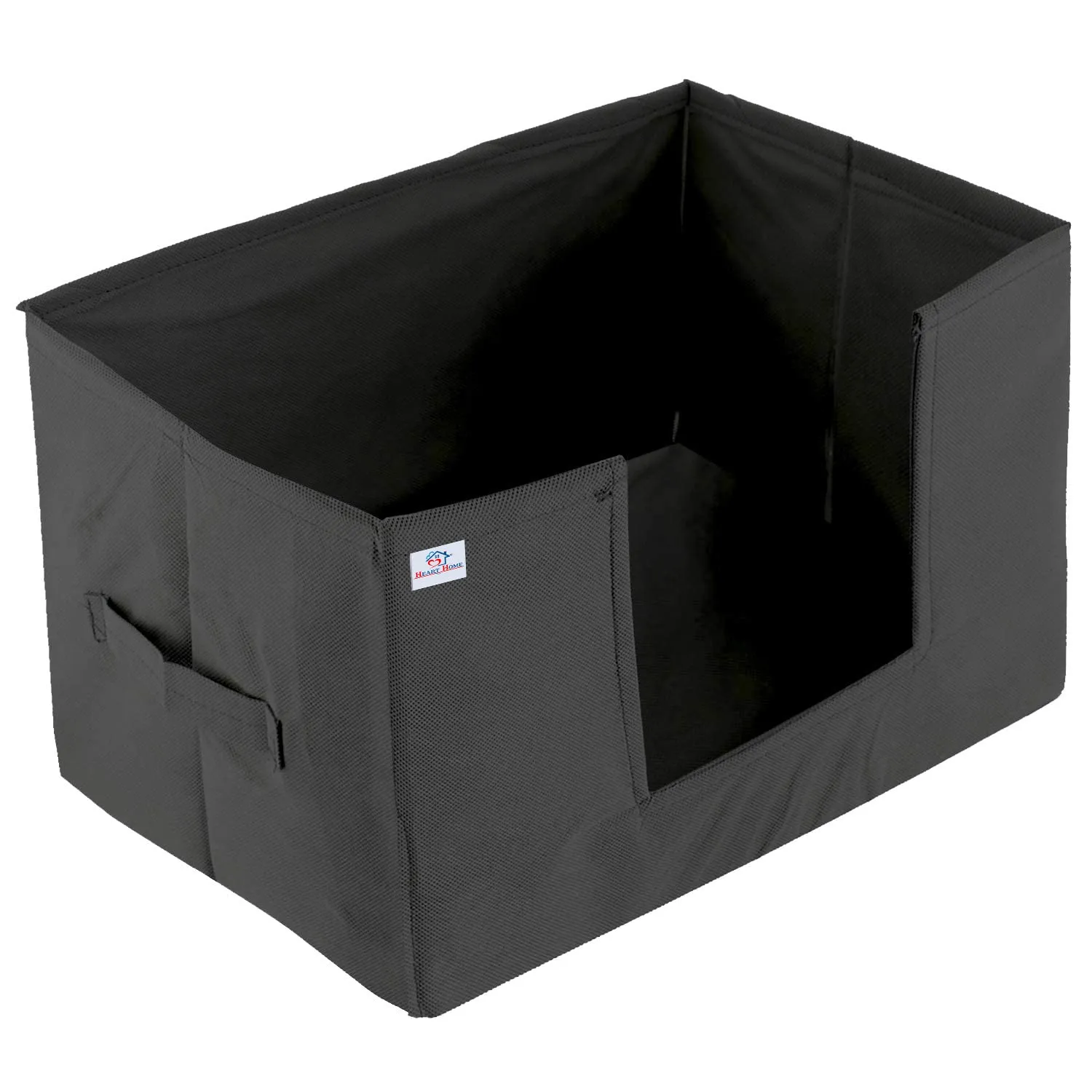 Heart Home Non-Woven Foldable Saree Stacker, Wardrobe Organizer, Storage Bin With Handle- Pack of 3 (Black)-HS43HEARTH26354