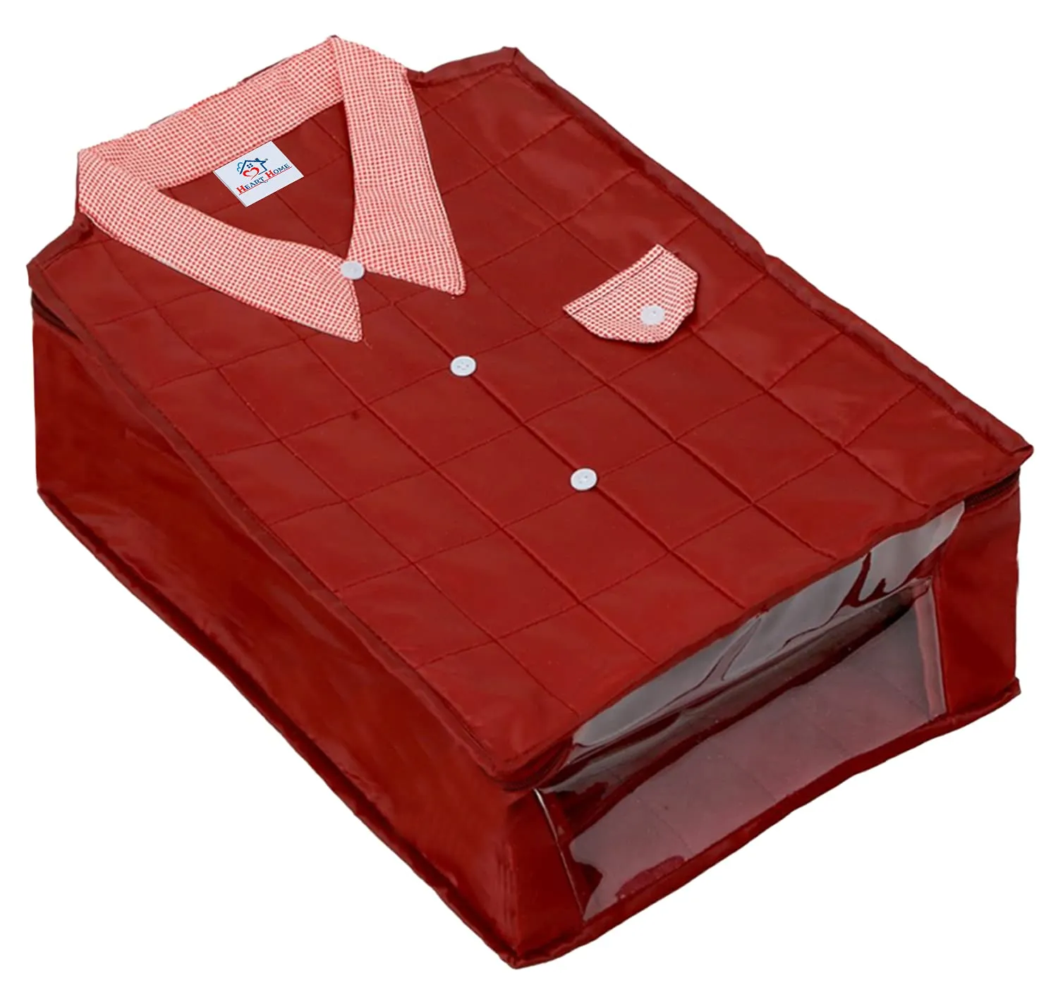 Heart Home Shirts and Clothing Organizer With Clear Window- Pack of 2 (Maroon)-HS_38_HEARTH21198