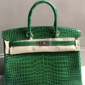 Hermès Birkin 35 Cactus Crocodile Porosus Lisse Palladium Hardware PHW