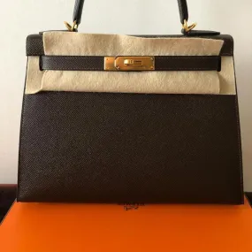 Hermès Kelly 28 Chocolat Sellier Epsom Gold Hardware GHW