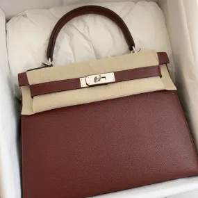 Hermès Kelly 28 Rouge H Sellier Epsom Palladium Hardware PHW