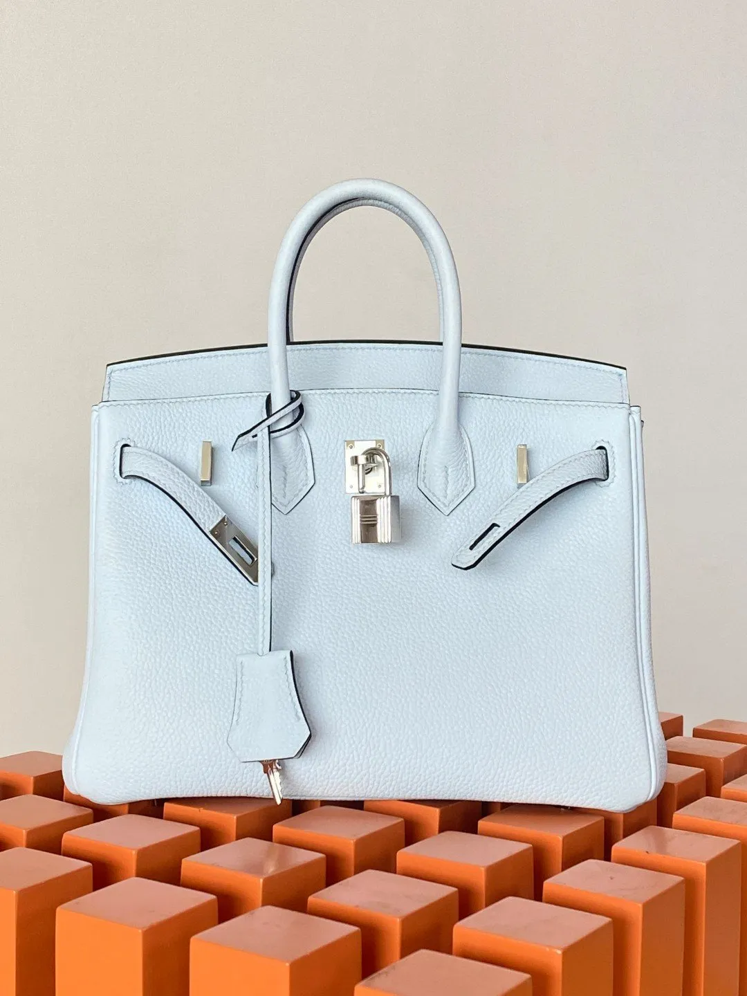 HM Birkin Nata Swift Light Blue For Women Silver Toned Hardware 10in/25cm