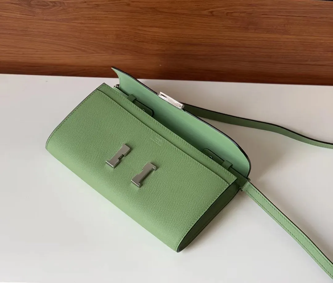 HM Constance Epsom Long To Go Wallet Light Green For Women, Wallet 8.1in/21cm