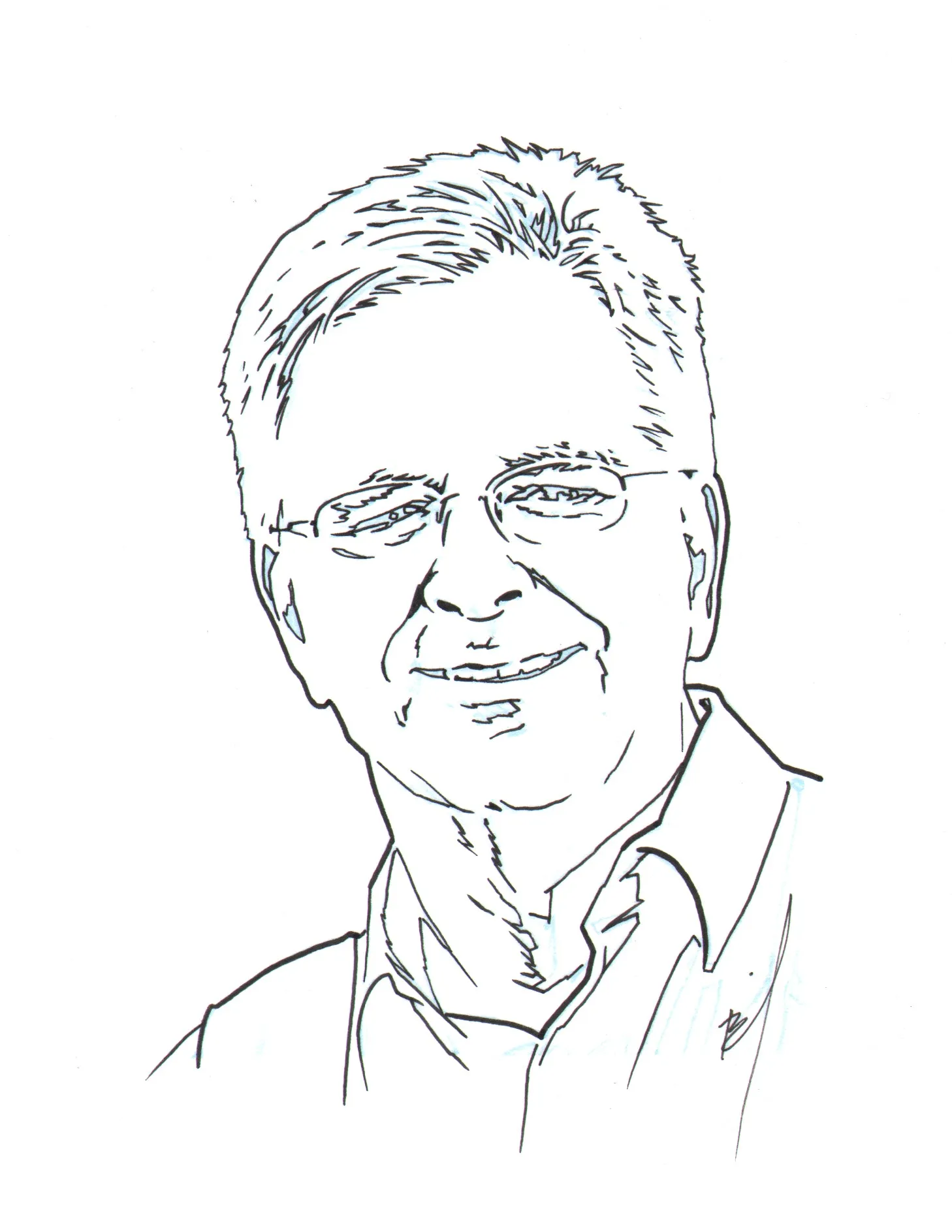 ink drawing of Rick Steves