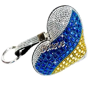 Jacqueline Kent JKKC135.BLYL Royal Ice Heart Purse Charm, Heart for Ukraine 3.75 Inches