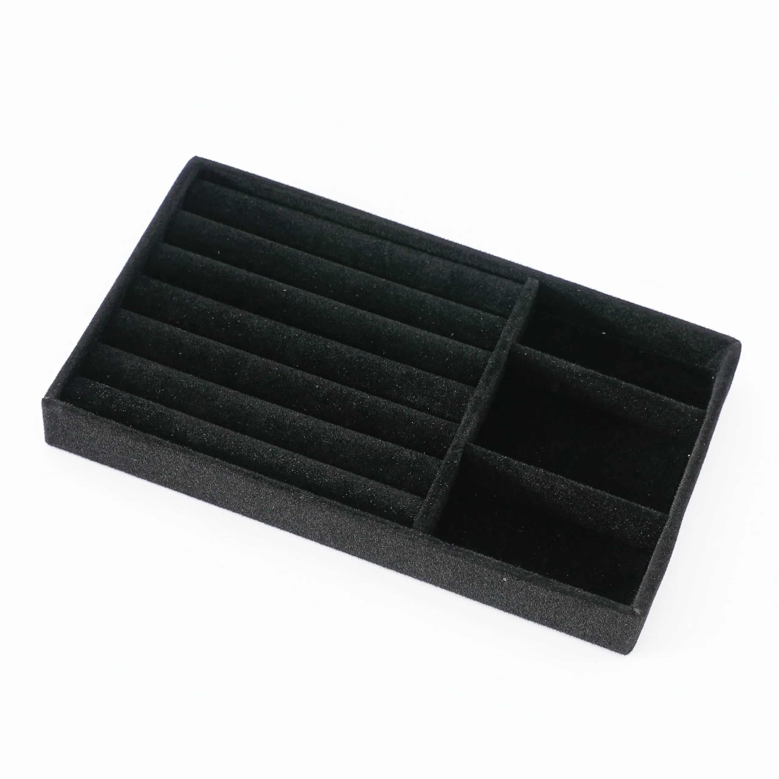 Kuber Industries 20 Pieces Velvet Jewelry Trays Organizer | Jewelry Storage Box | Jewelry Organizer | Showcase Holder Dresser Organizer for Earring Necklace Bracelet Ring | Pack of 5 |YBL4-03 |Black