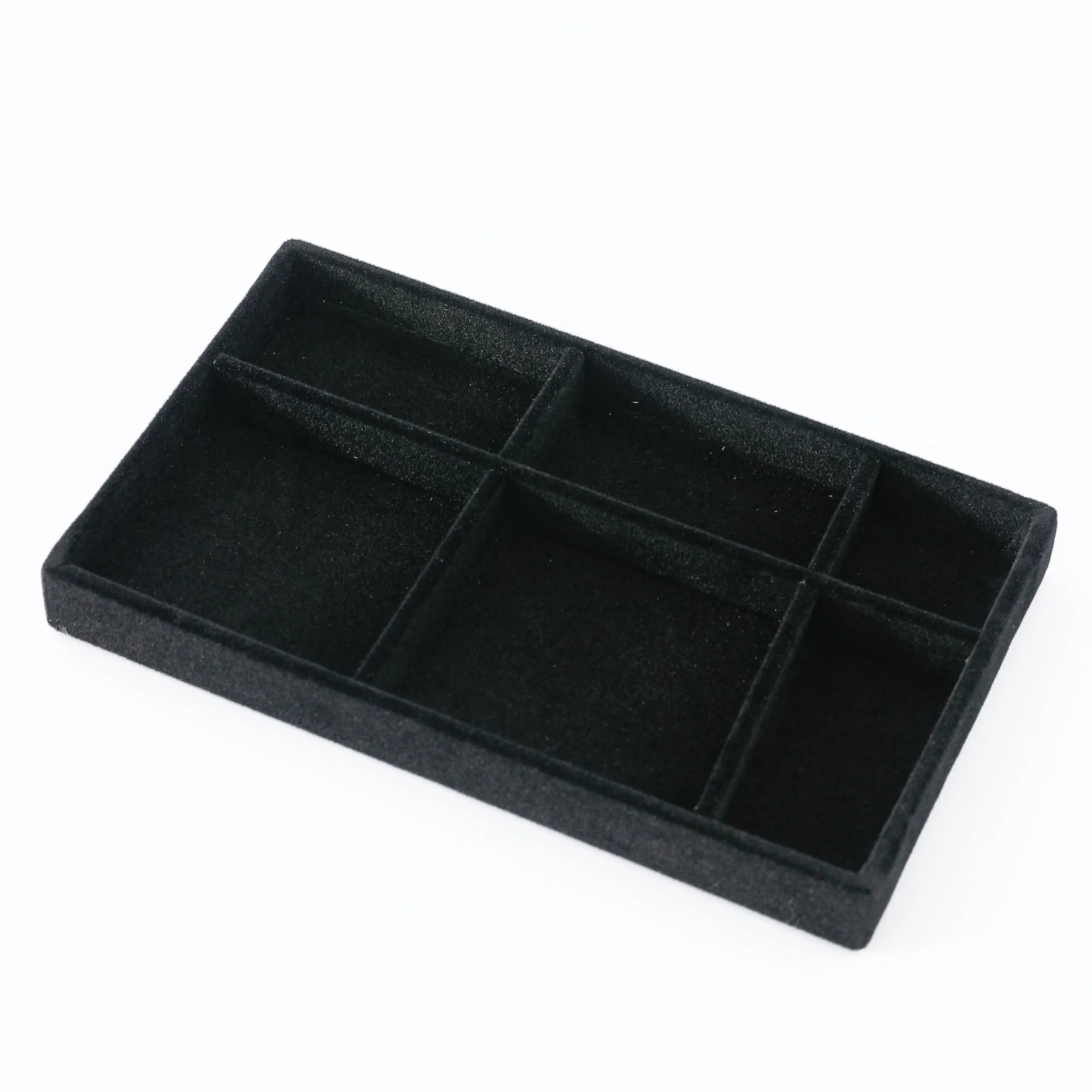 Kuber Industries 20 Pieces Velvet Jewelry Trays Organizer | Jewelry Storage Box | Jewelry Organizer | Showcase Holder Dresser Organizer for Earring Necklace Bracelet Ring | Pack of 5 |YBL4-03 |Black