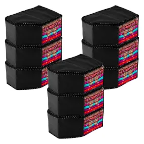 Kuber Industries Blouse Cover | Clothes Storage Bag | Zipper Wardrobe Organizers | Non-Woven Clothes Organiser | Side Transparent Blouse Organizer | Dot Border | Pack of 9 | Black