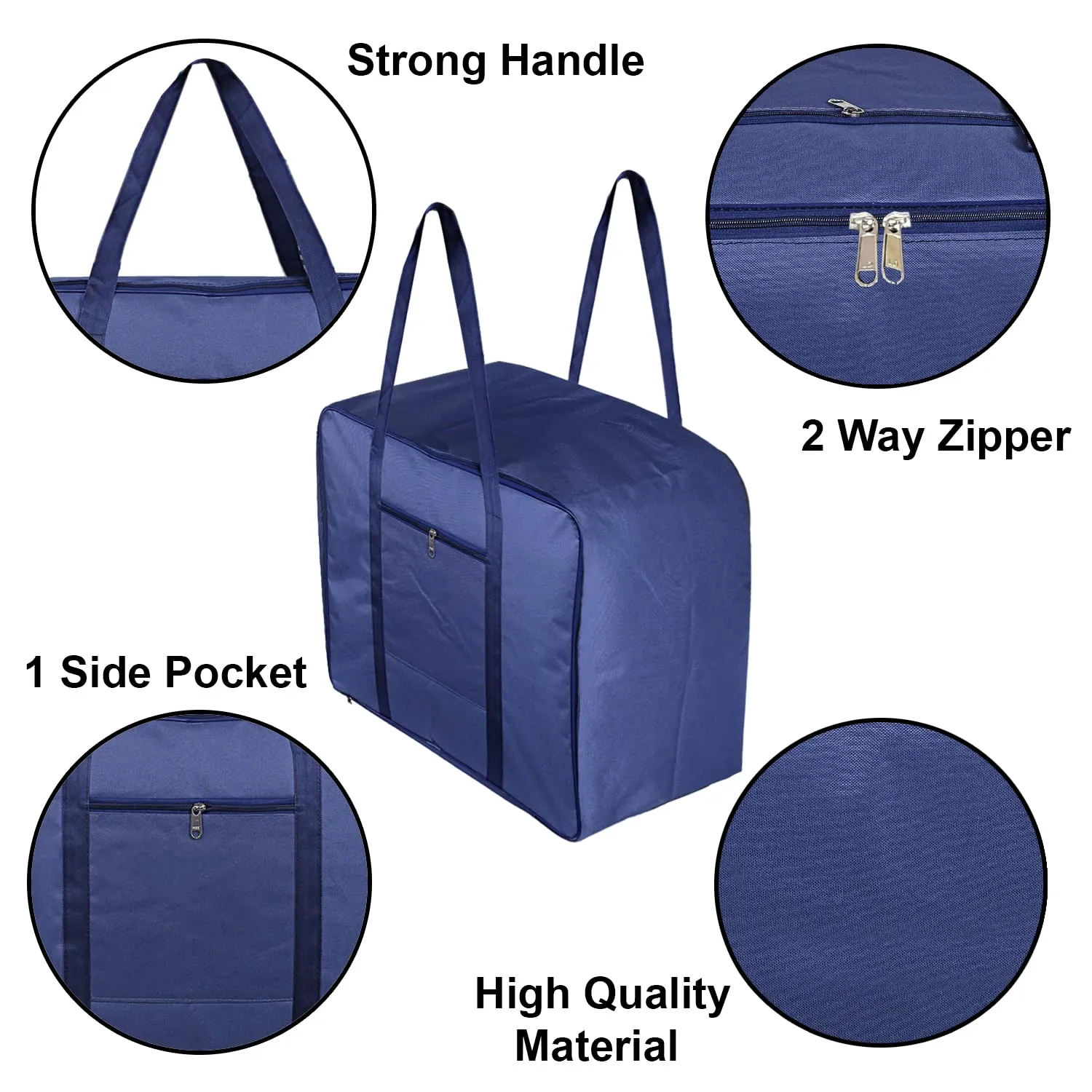 Kuber Industries Moisture Proof Wardrobe Organizer Storage Bag For Clothes With Zipper Closure and Handle- Pack of 2 (Royal Blue)-HS43KUBMART26651