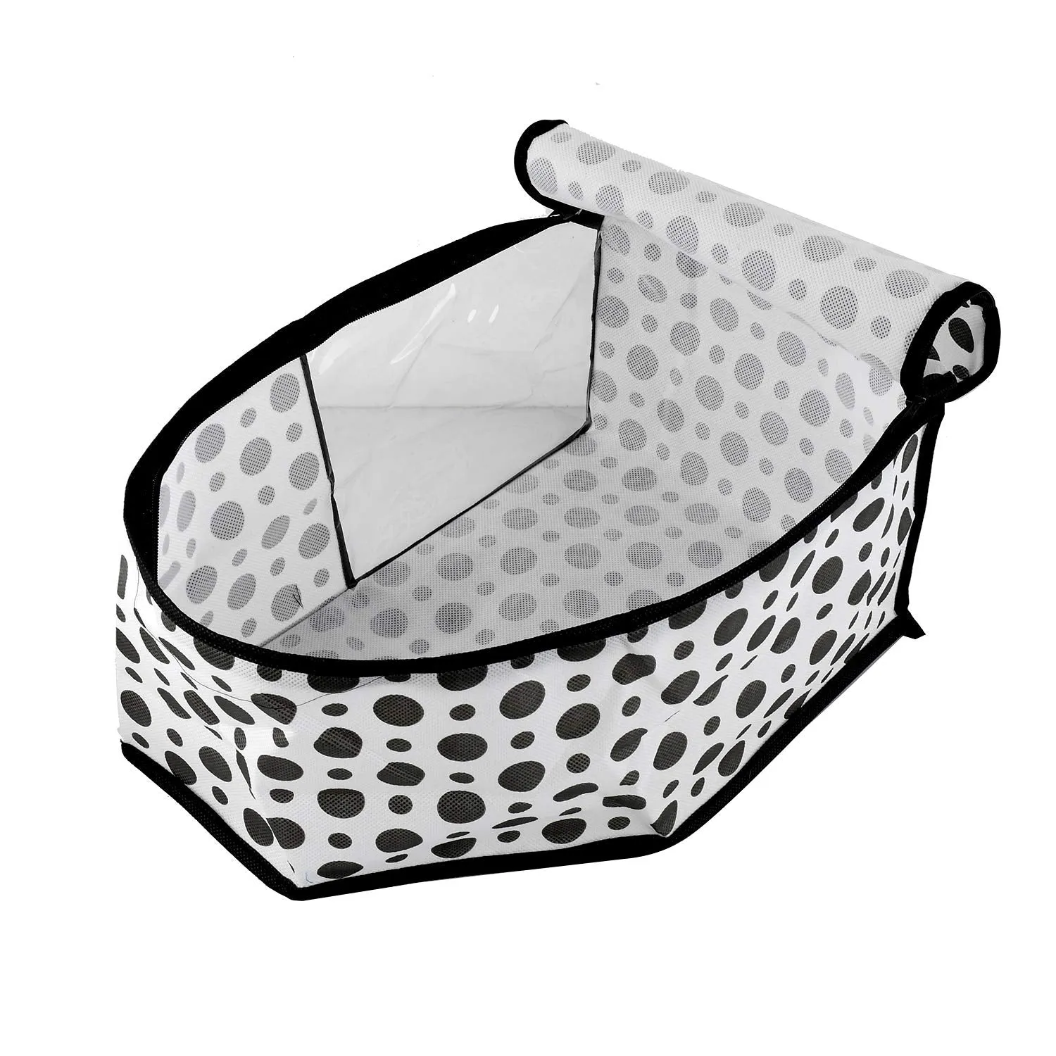 Kuber Industries Non-Woven Blouse Cover/Organizer|Polka Dots & Transparent Window|Size 38 x 27 x 19 CM|Pack of 2 (Black & White) -CTKTC038081