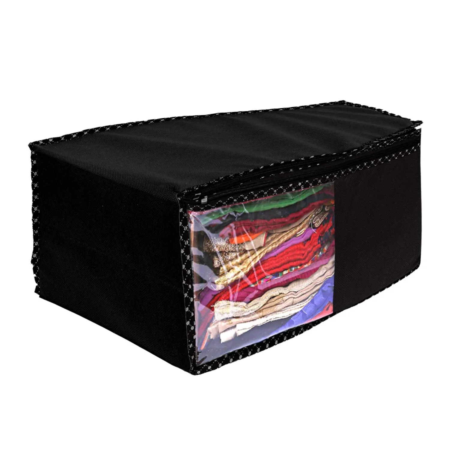 Kuber Industries Non Woven Cloth Wardrobe Organizer Set|3 Piece Saree Cover|3 Pieces Blouse Cover Combo Set|Pack of 6 (Black) -CTKTC038391