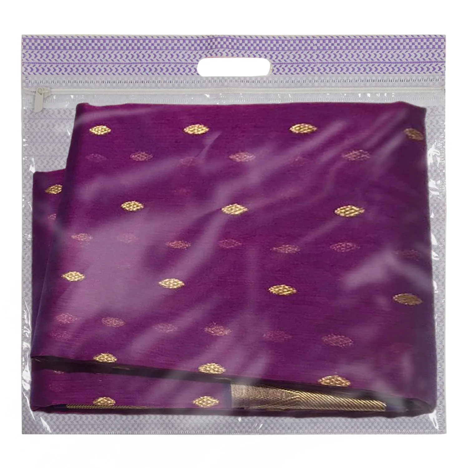 Kuber Industries Non-Woven Single Saree Covers With Transparent Window With Handle Pack of 9 (Purple)