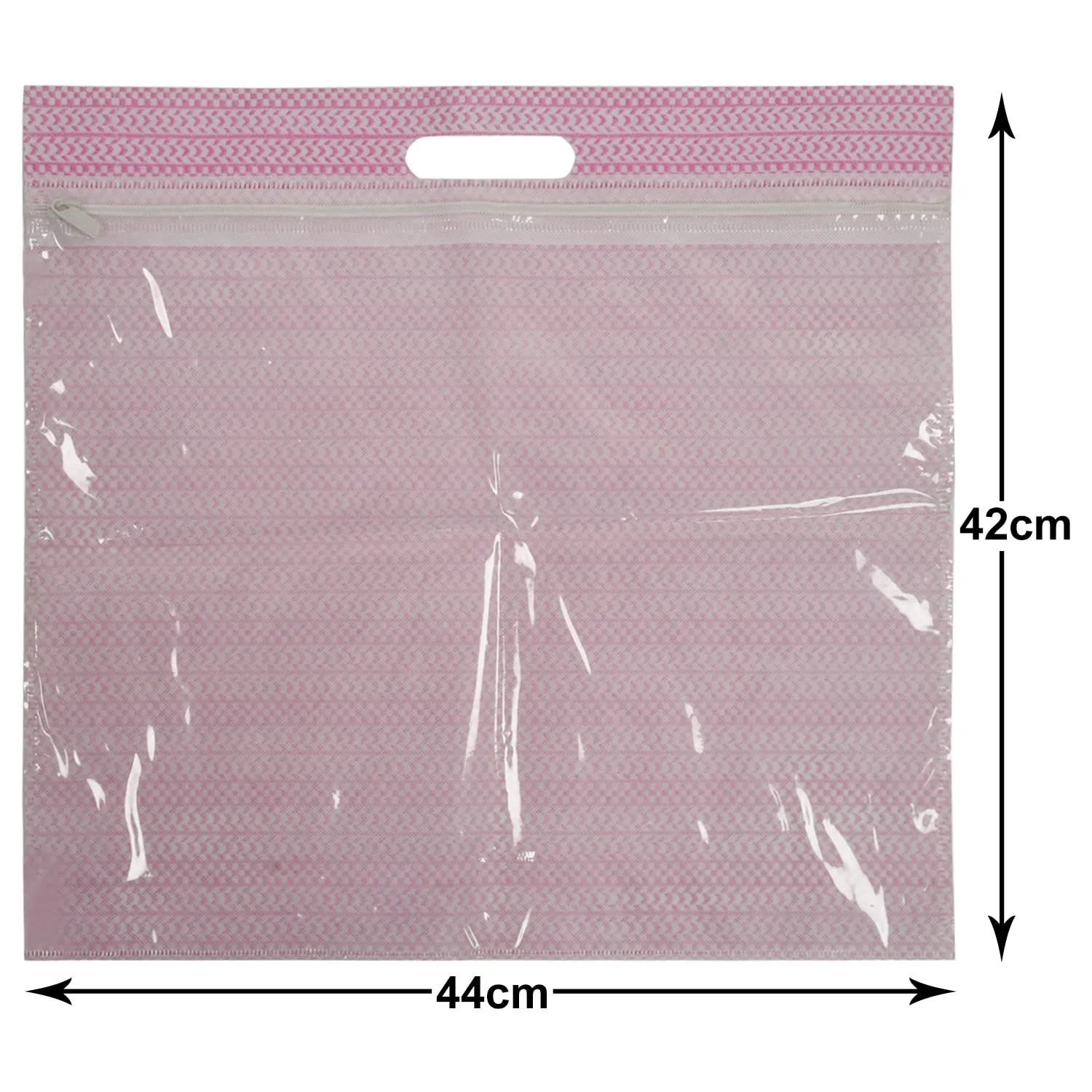 Kuber Industries Non-Woven Wardrobe Organizer/Gift Bags/Storage Bag For Store Saree, Lehenga, Suit With Transparent Window With Handle- Pack of 6 (Pink)