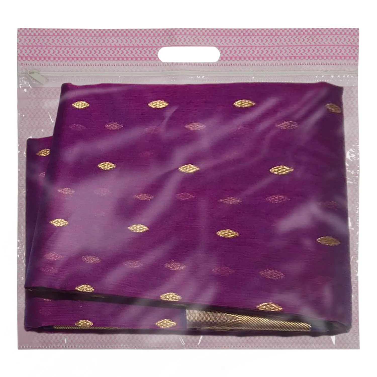 Kuber Industries Non-Woven Wardrobe Organizer/Gift Bags/Storage Bag For Store Saree, Lehenga, Suit With Transparent Window With Handle- Pack of 6 (Pink)