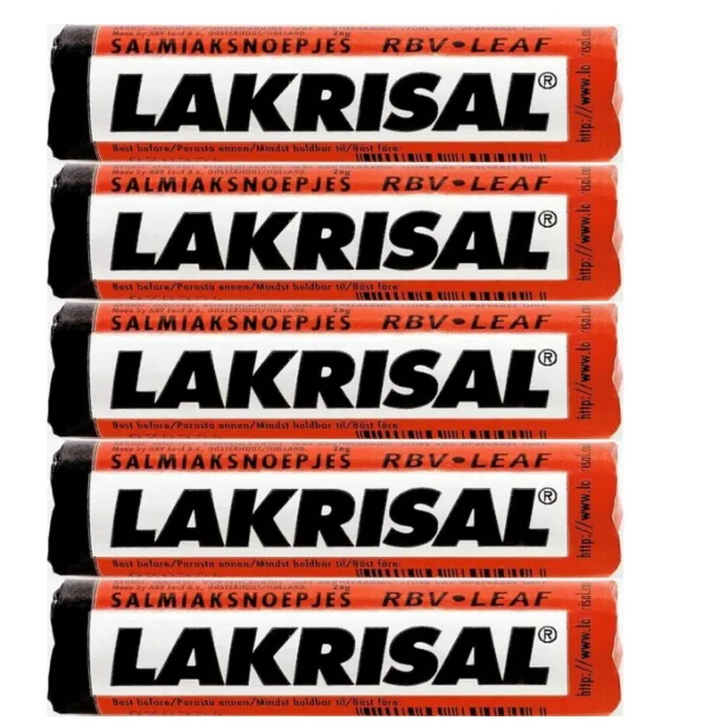 Lakrisal Licorice Candy Rolls - (5-Pack) - Salmiak Salty Liquorice Pastilles Roll