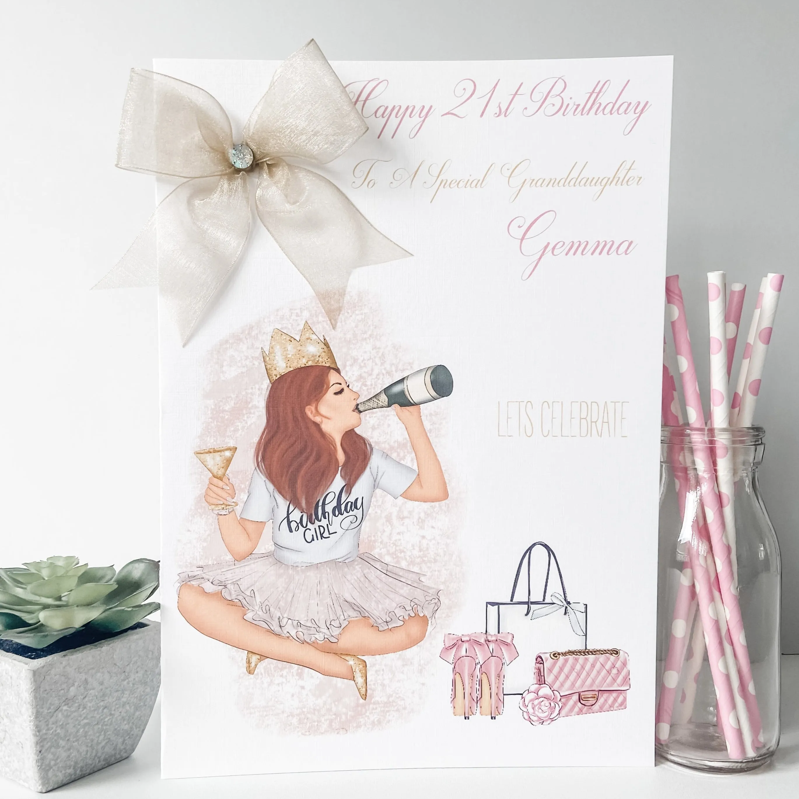 Large A4 Personalised Birthday Card Birthday Girl