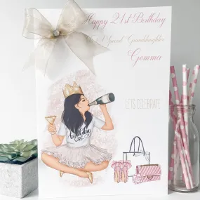 Large A4 Personalised Birthday Card Birthday Girl