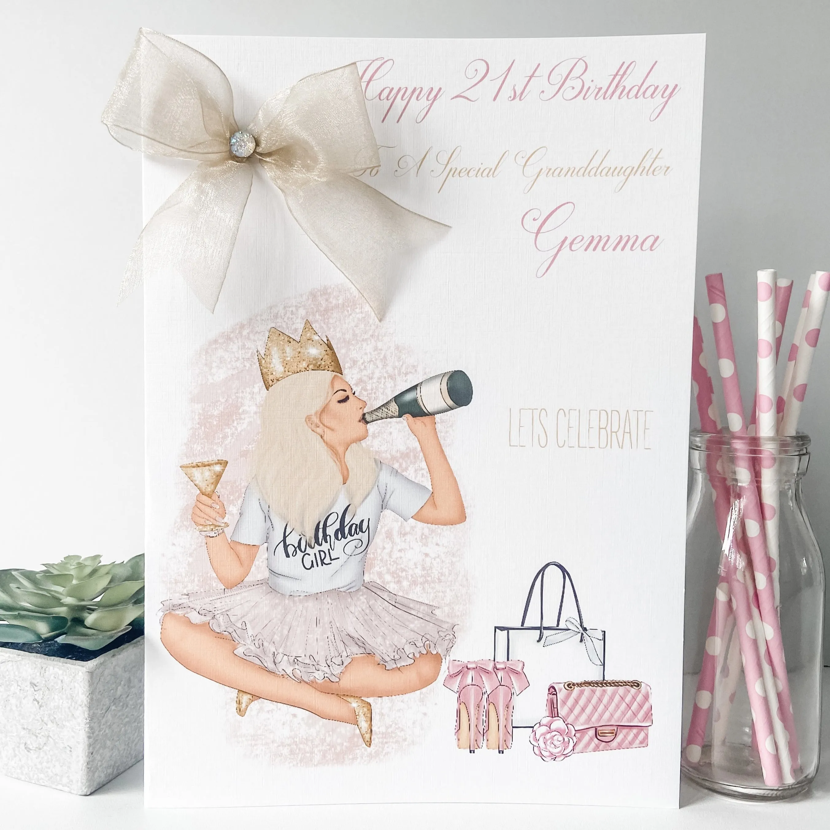 Large A4 Personalised Birthday Card Birthday Girl