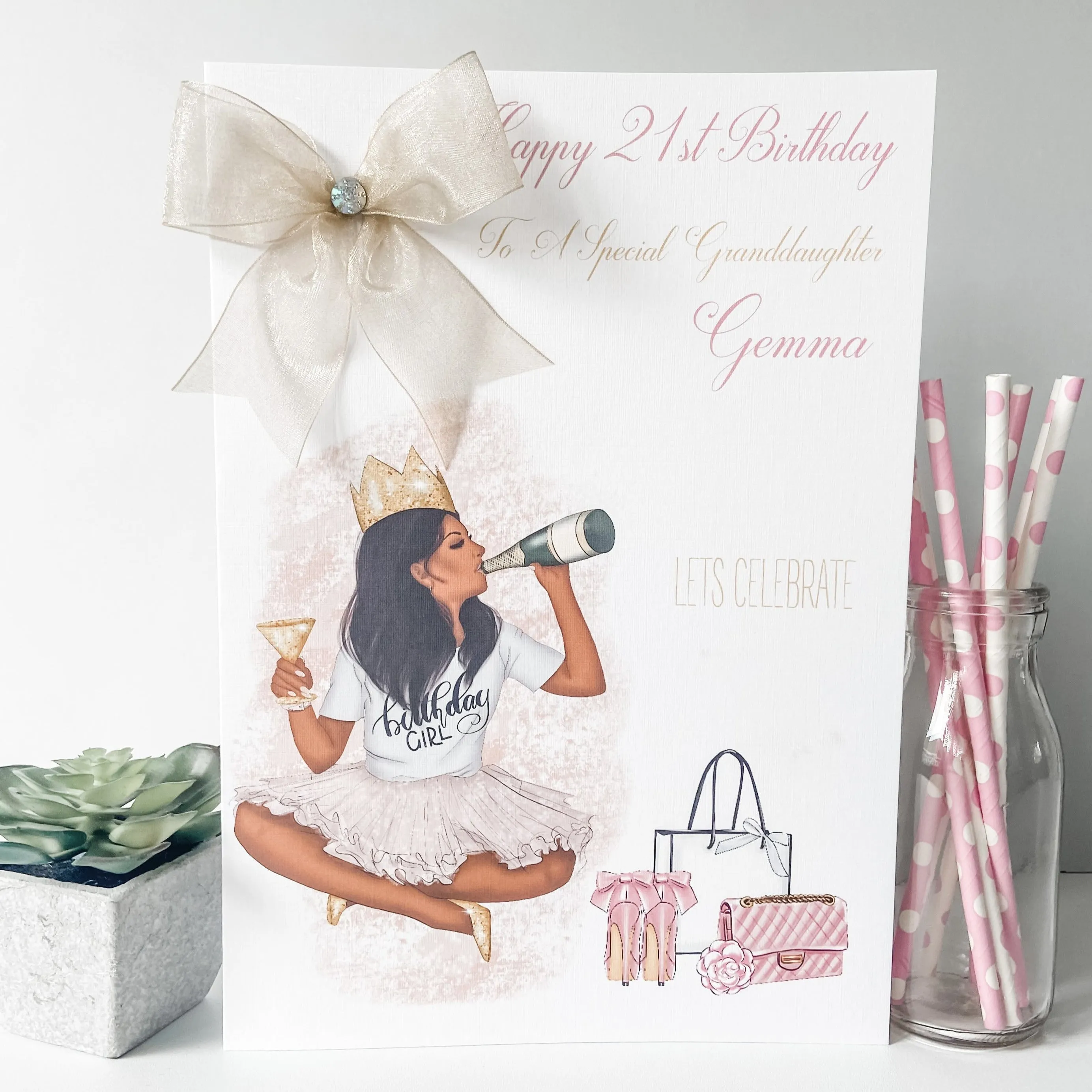 Large A4 Personalised Birthday Card Birthday Girl