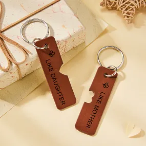 Leather Keychains Custom Engraved Tag Bag Chain Gift for Mother