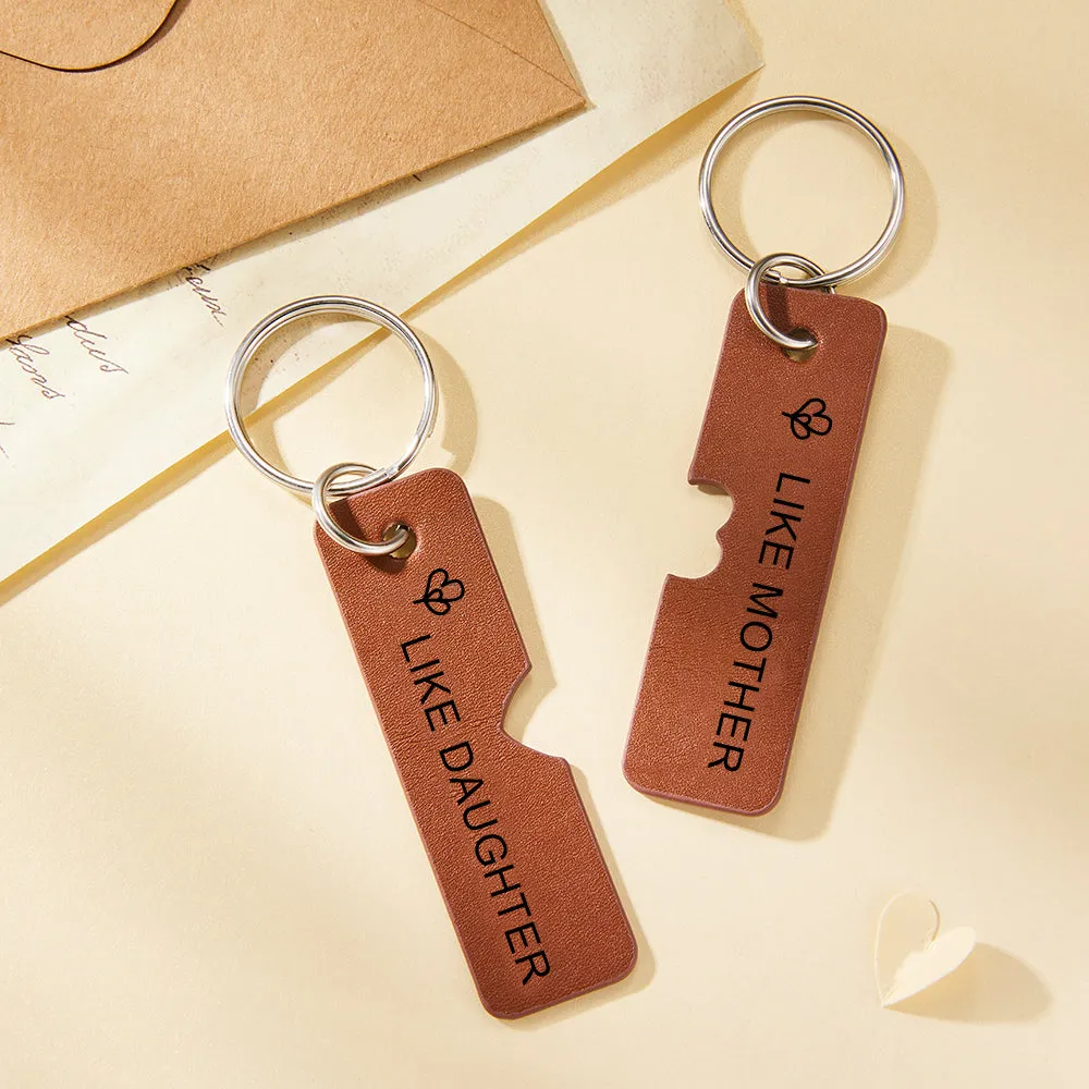 Leather Keychains Custom Engraved Tag Bag Chain Gift for Mother