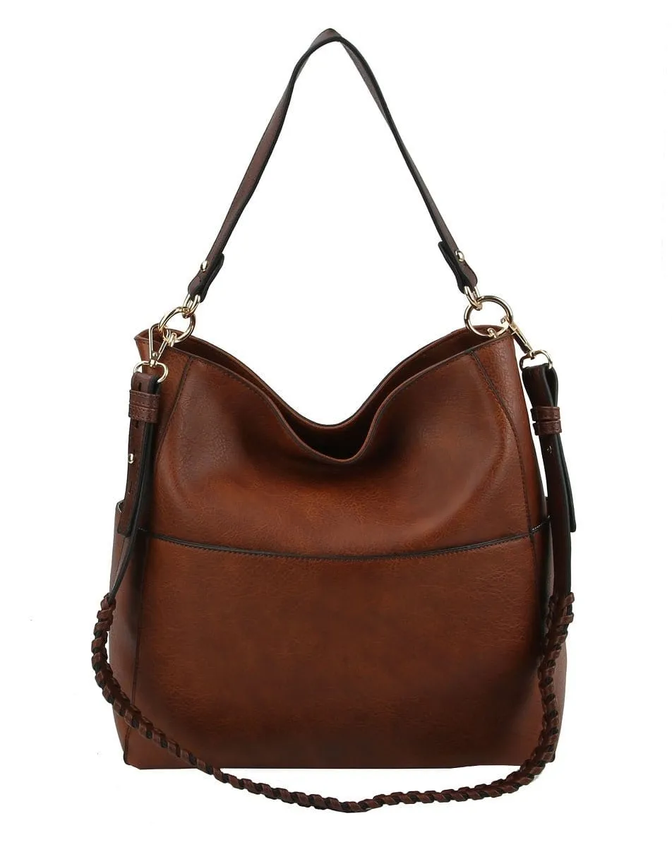 LQF0163 Hobo Shoulder Bag With Whipstitch Strap