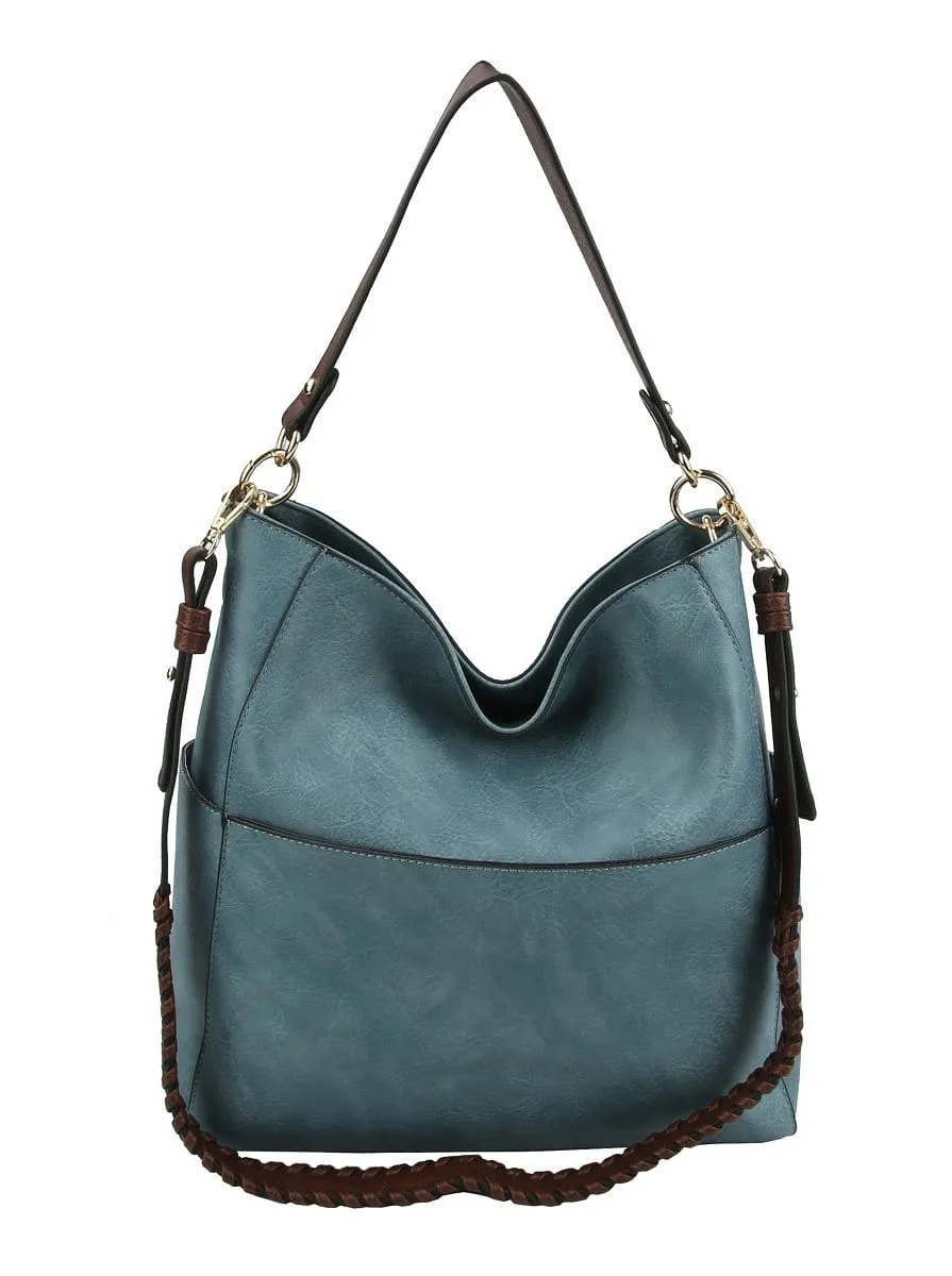 LQF0163 Hobo Shoulder Bag With Whipstitch Strap