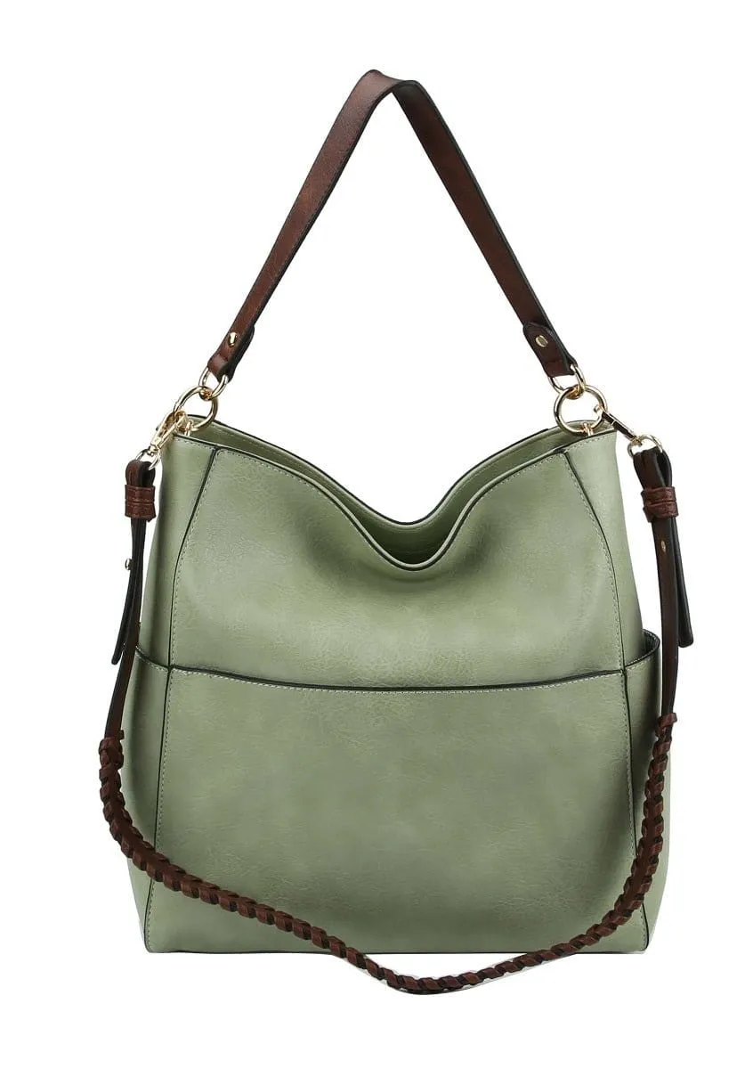 LQF0163 Hobo Shoulder Bag With Whipstitch Strap