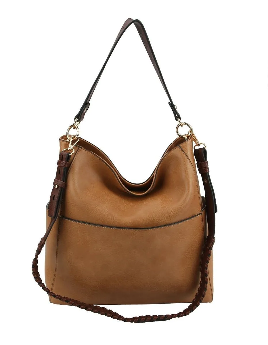 LQF0163 Hobo Shoulder Bag With Whipstitch Strap