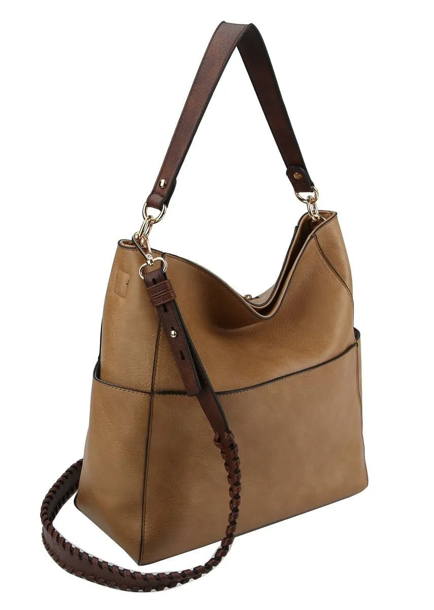 LQF0163 Hobo Shoulder Bag With Whipstitch Strap