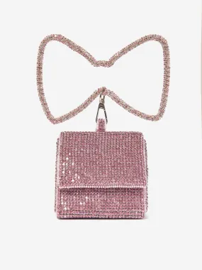 Maison Ava Girls Rhinestone Bow Bag in Pink (12.5cm)