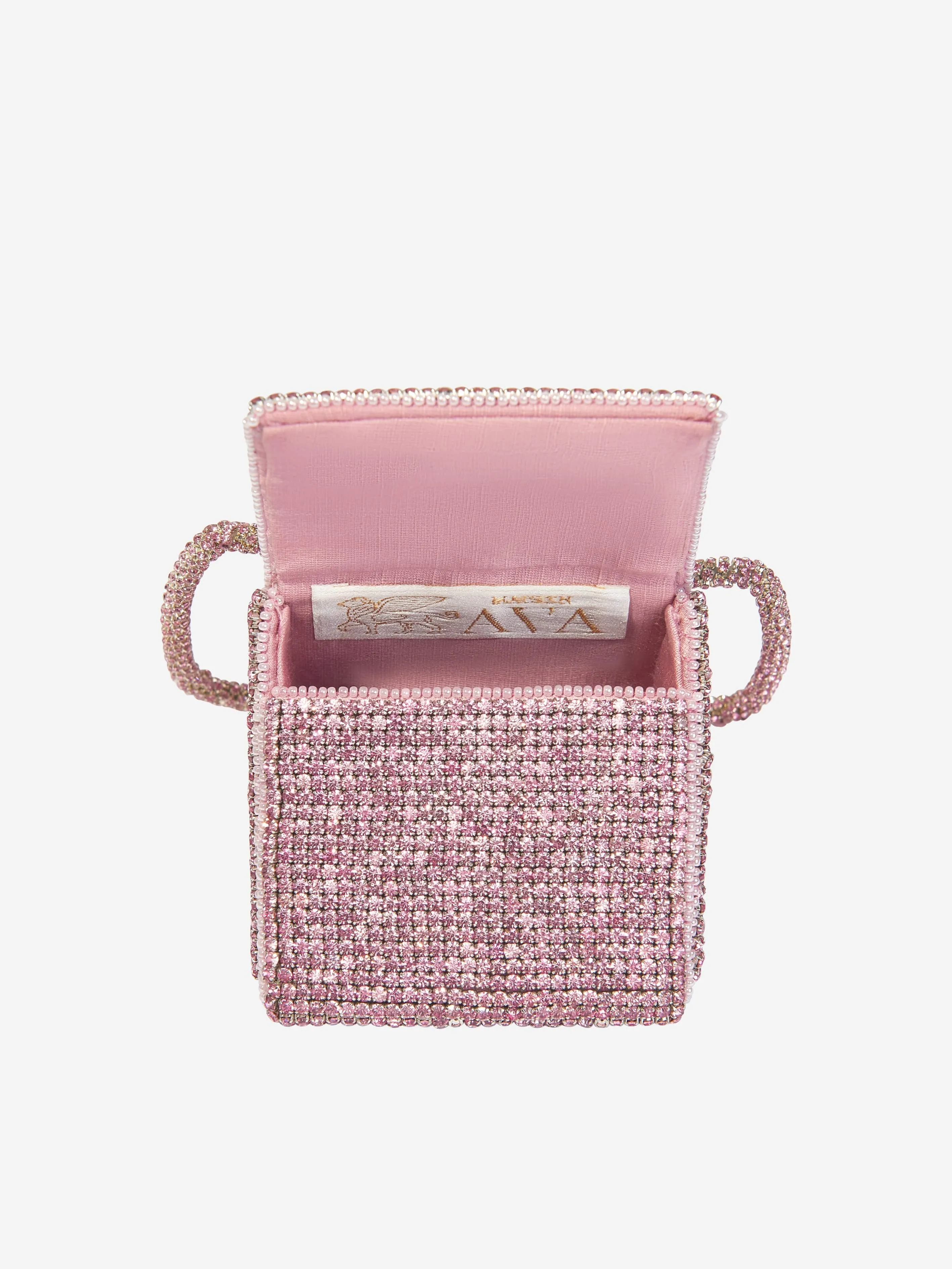 Maison Ava Girls Rhinestone Bow Bag in Pink (12.5cm)