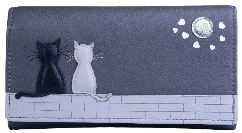 Mala Leather Midnight Cats Matinee Purse Grey