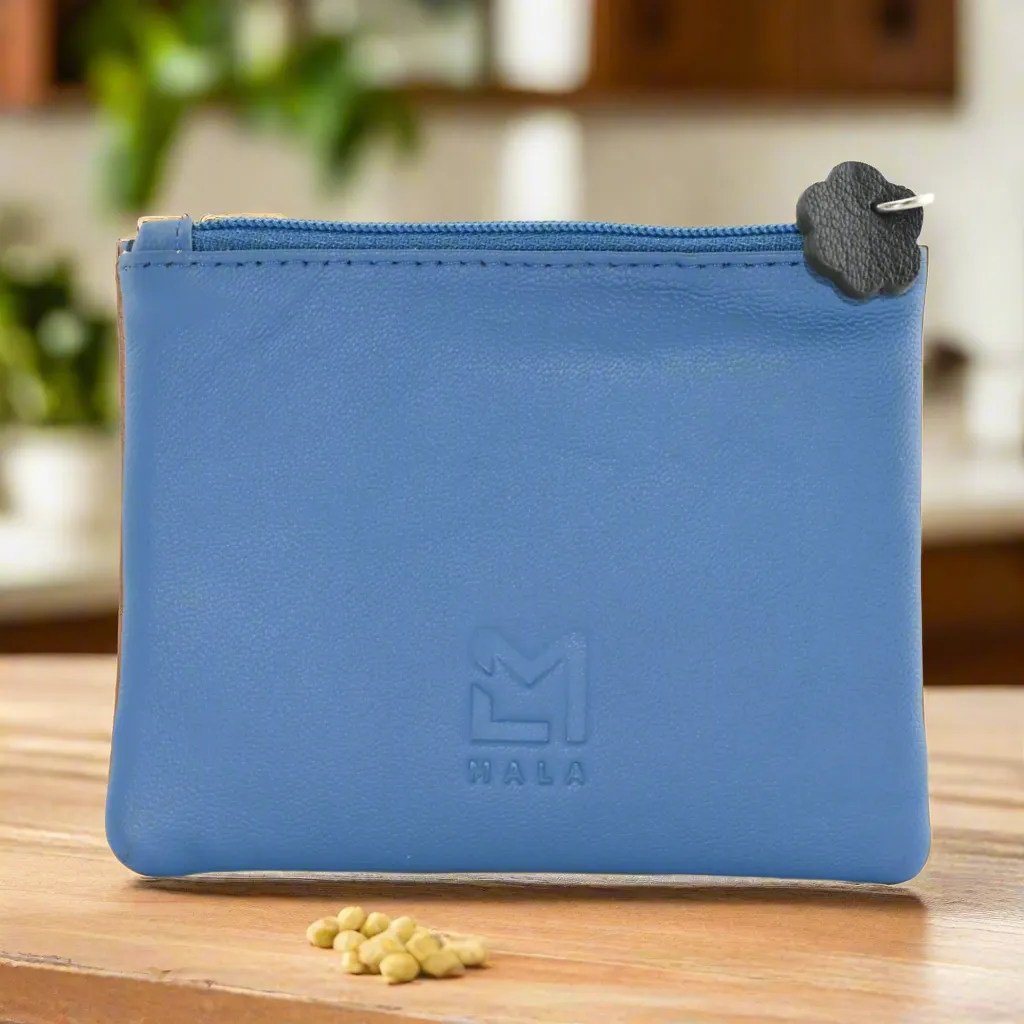 Mala Leather Peek a Boo Cats Coin and Card Purse Blue