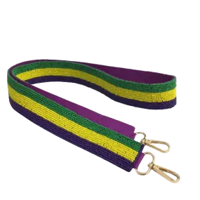 Mardi Gras Striped Beaded Purse Strap