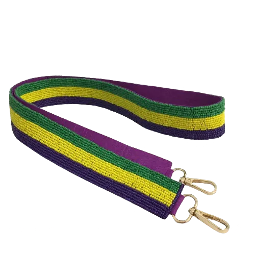 Mardi Gras Striped Beaded Purse Strap