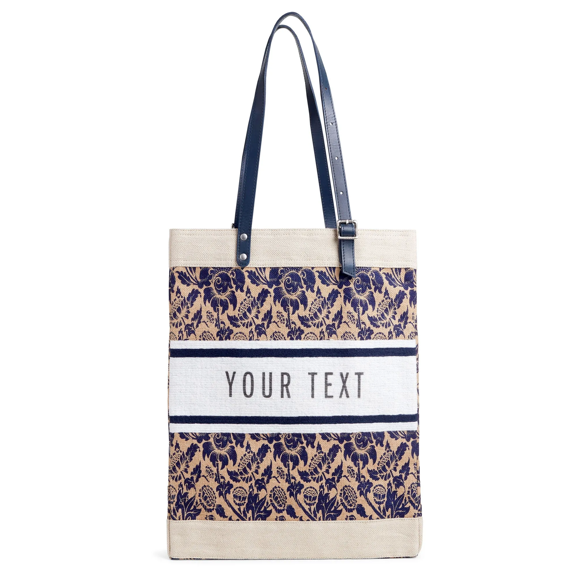 Market Bag in Blue Porcelain with Adjustable Handle