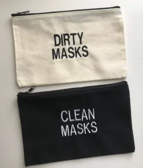 Mask Bags, Set of Clean And Dirty Mask Bags, Washable Bags for Masks , Gifts , Zippered pouch for masks