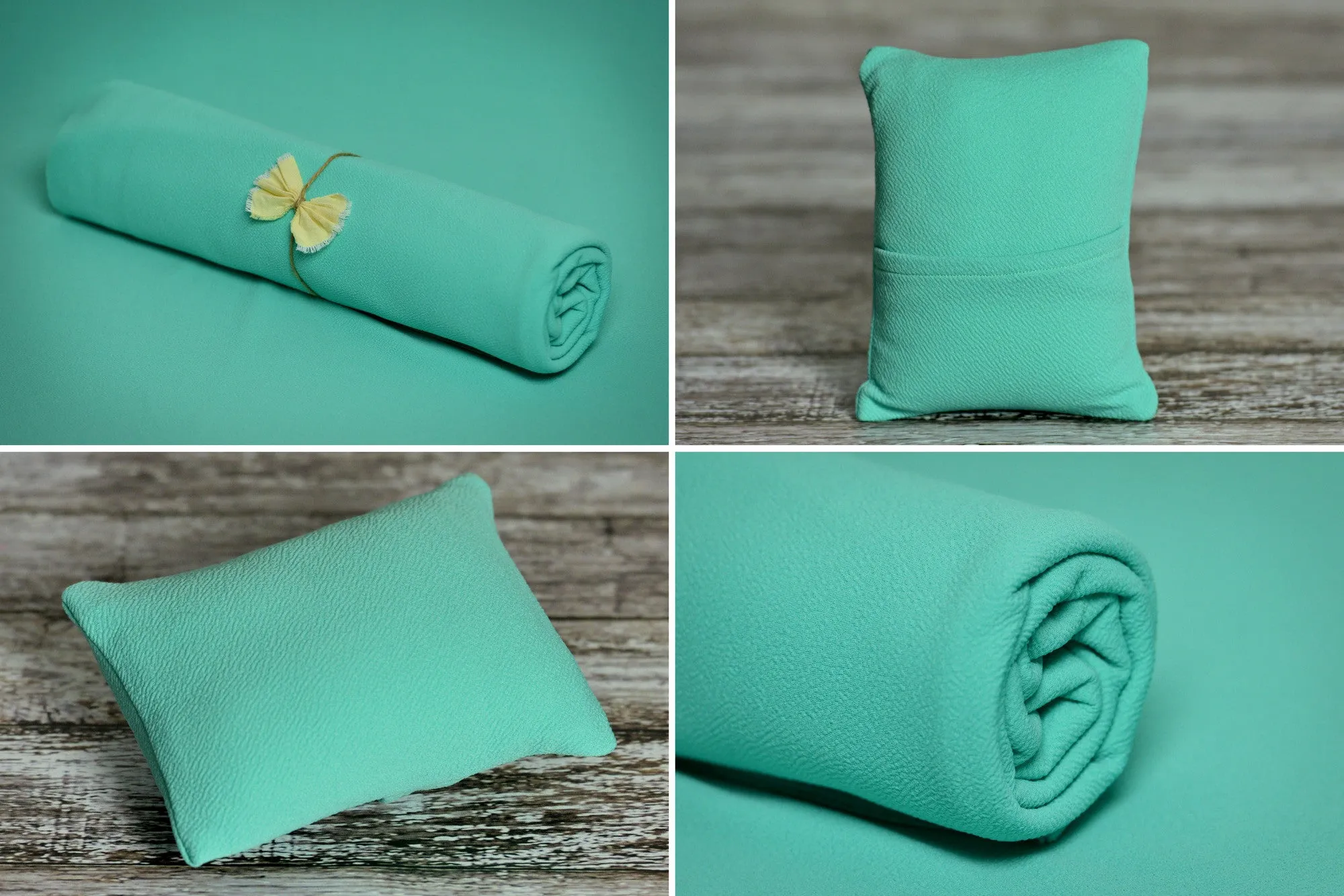 Matching Mini Pillow with Cover AND Bean Bag Fabric - Textured - Mint