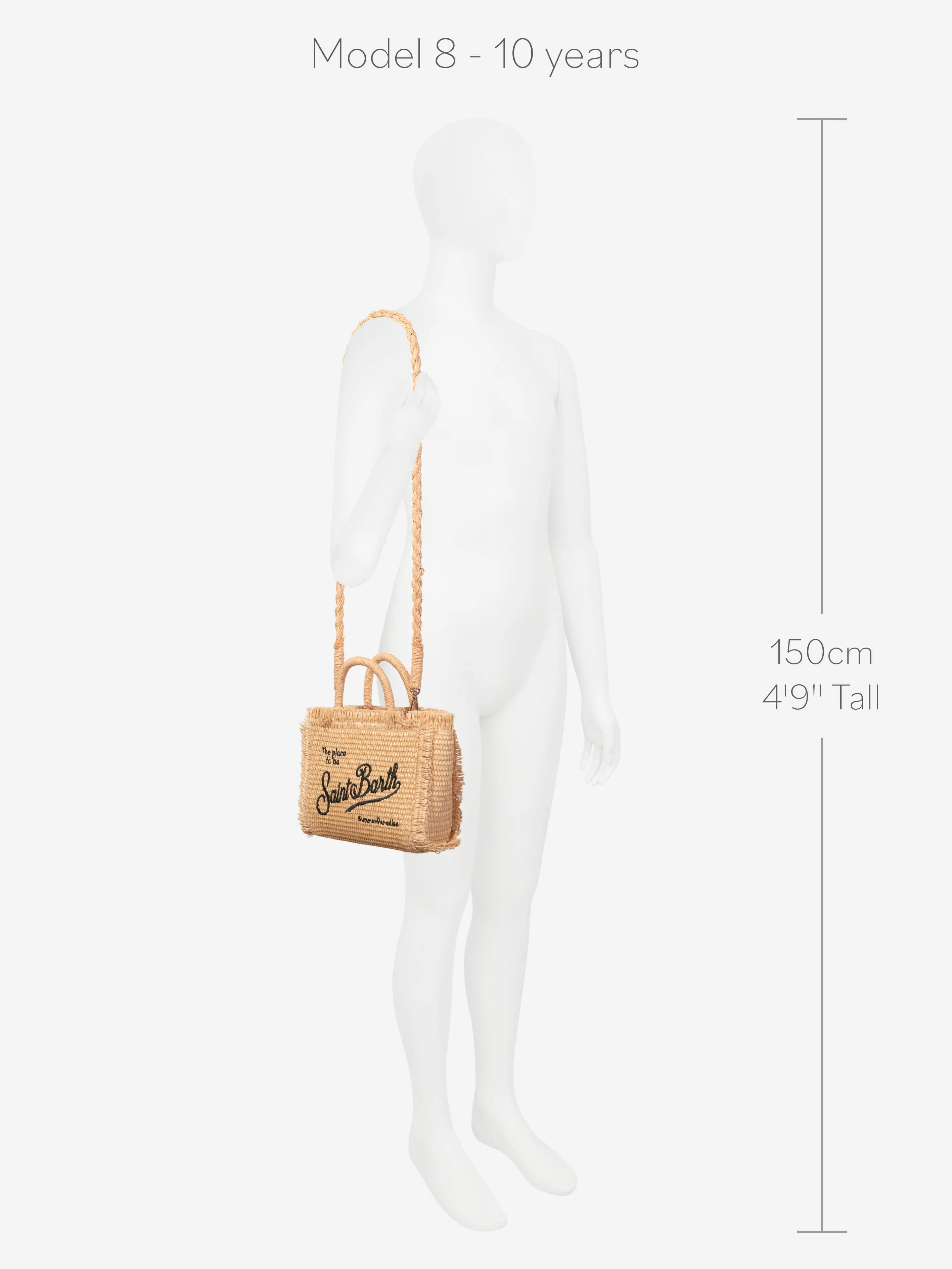 MC2 Saint Barth Girls Embroidered Straw Bag in Beige