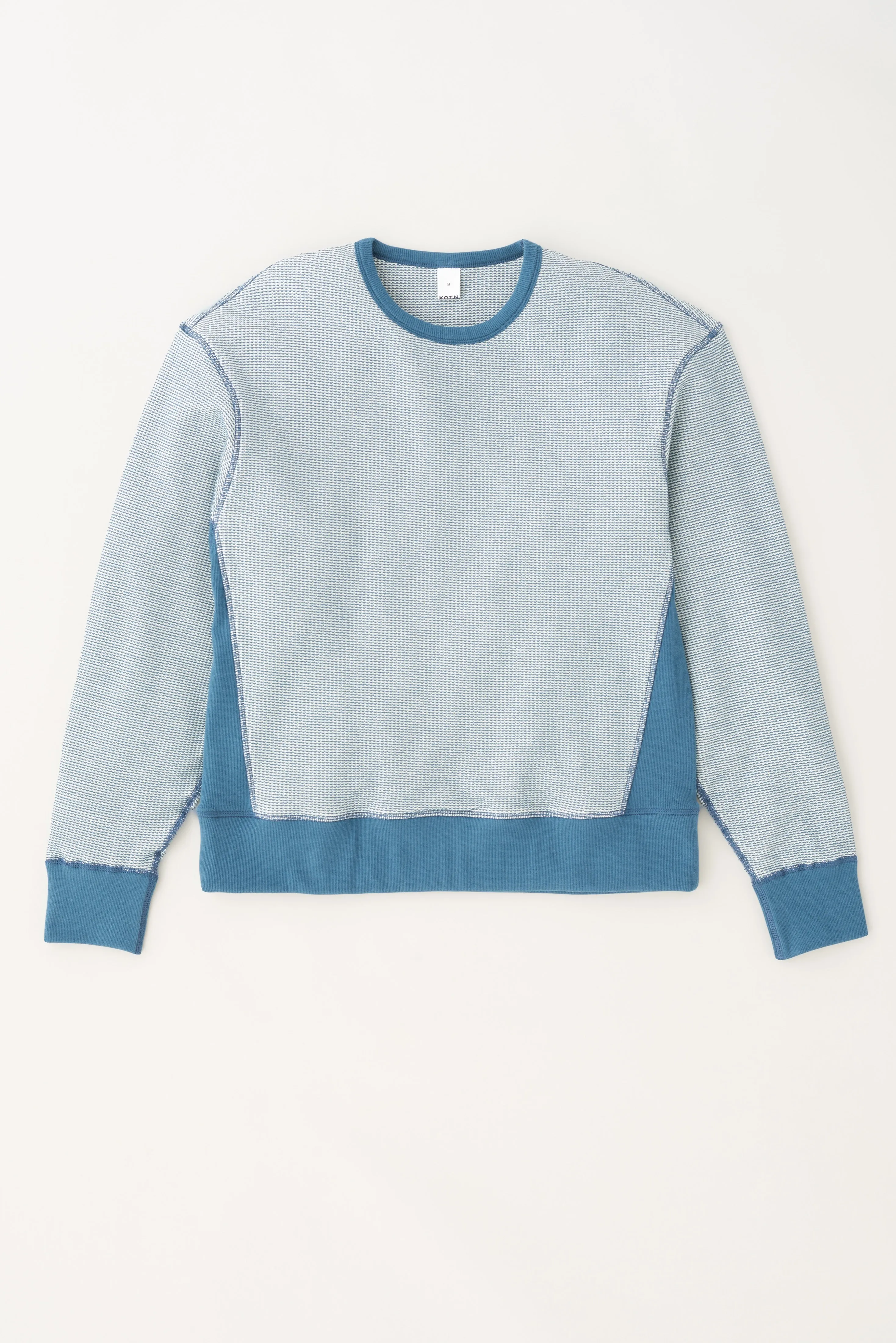 Men's Atlas 2-Tone Waffle Sweatshirt in Marshmallow/Marine Blue