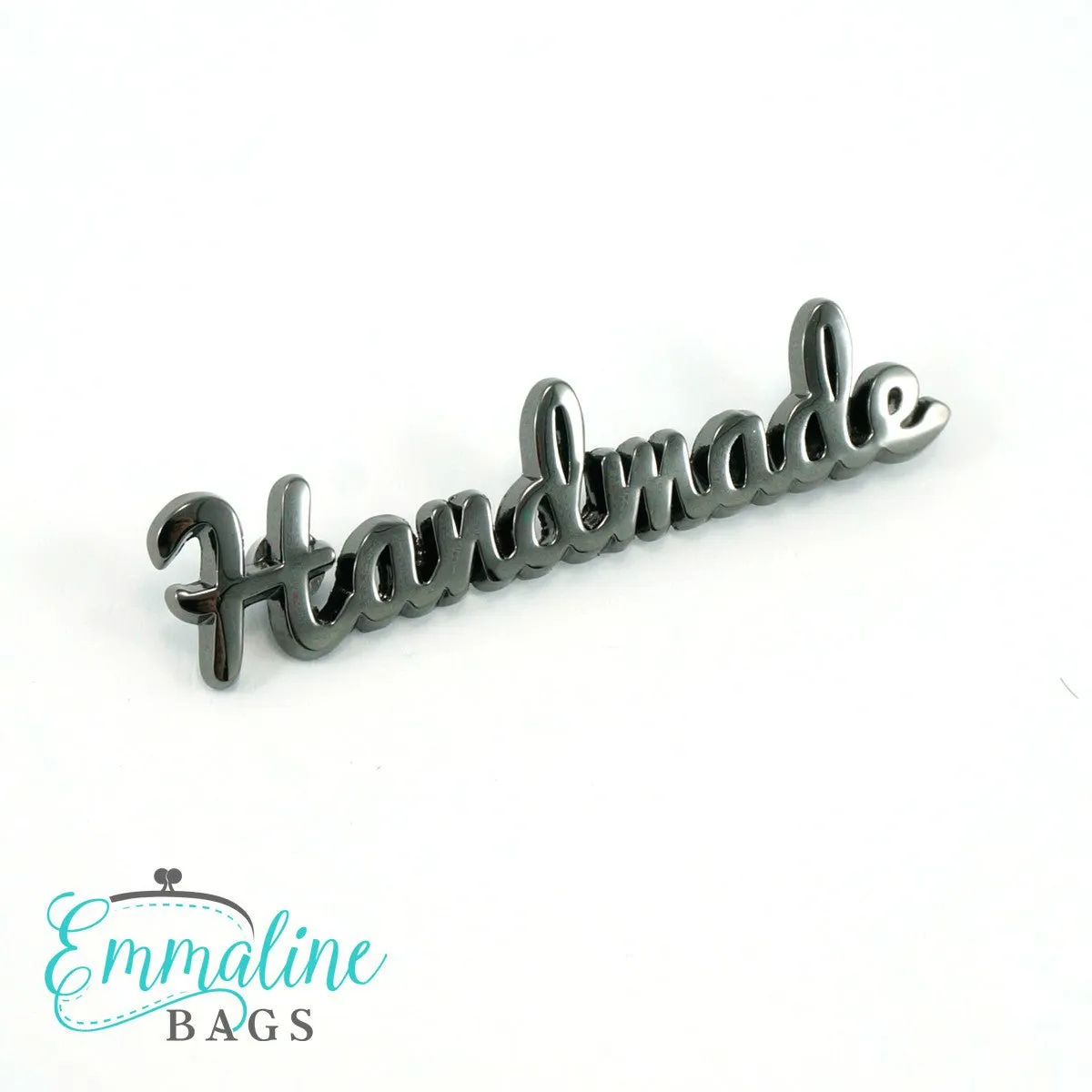 Metal Bag Label: Script Style "handmade"